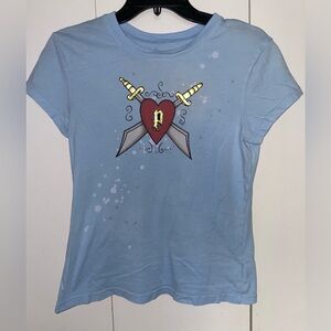 Disney Pirates of the Caribbean Baby Blue Splatter T-Shirt Vintage Disney